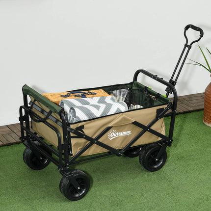 Skládací ruční vozík s rukojetí, nosnost 100 kg – khaki