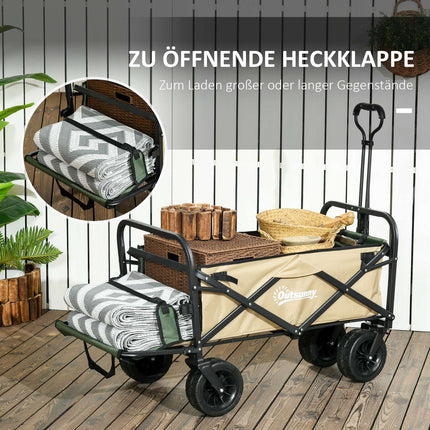 Skládací ruční vozík s rukojetí, nosnost 100 kg – khaki