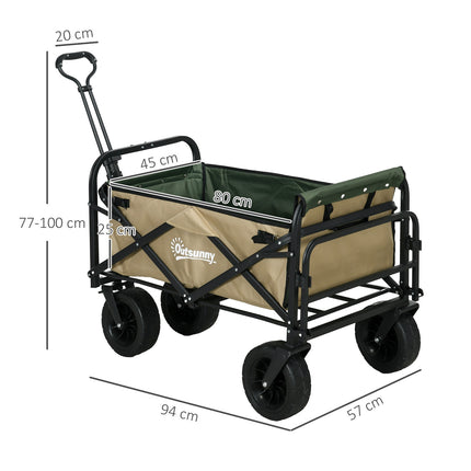 Skládací ruční vozík s rukojetí, nosnost 100 kg – khaki