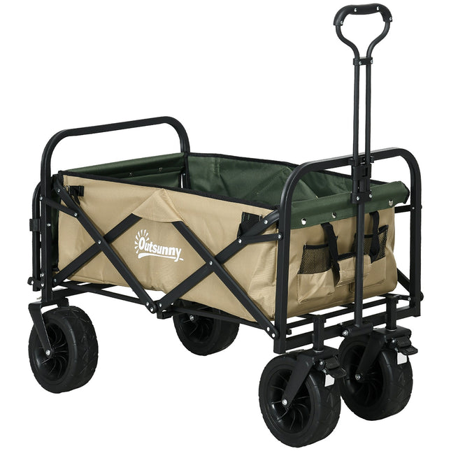 Skládací ruční vozík s rukojetí, nosnost 100 kg – khaki