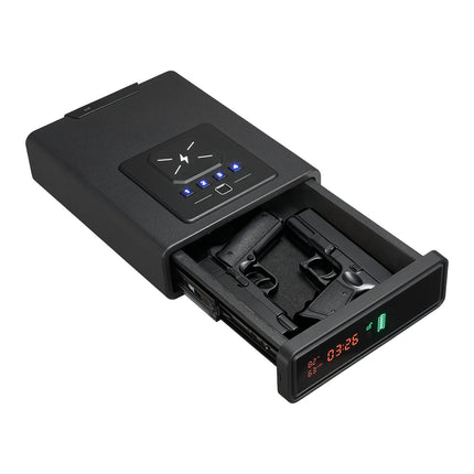 Handgun Drawer Safe, Fingerprint Keypad Key, 2-Pistol