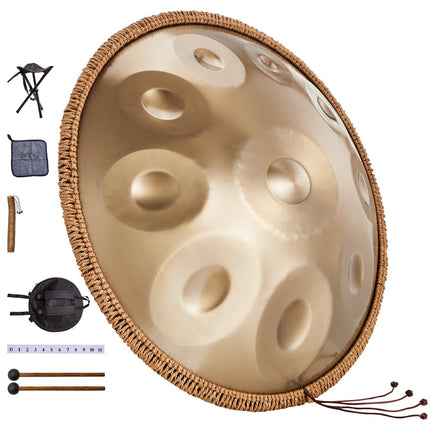 Handpan Drum, 22 in, 10 Notes, D Minor, 432Hz, Steel