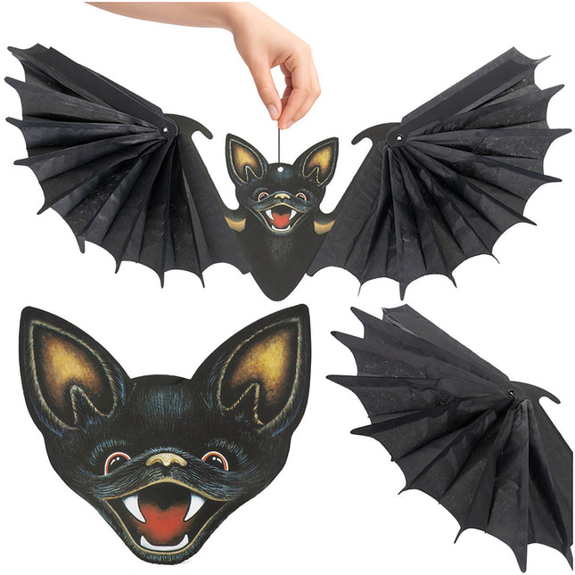 Závěsná halloweenská dekorace netopýr, 60cm, černá