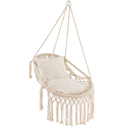 Hängesessel mit 2 Kissen, 150 kg Tragkraft, Beige