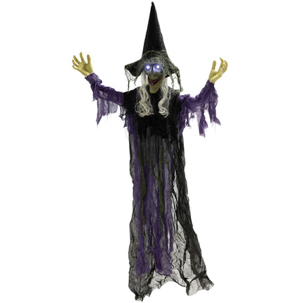 Závěsná halloweenská čarodějnice s LED světly a zvukem, 183cm