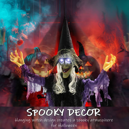Závěsná halloweenská čarodějnice s LED světly a zvukem, 183cm