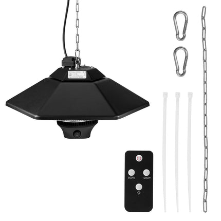 Hanging Infrared Ceiling Heater 2000W, Remote, IP34