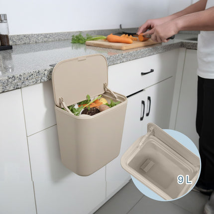 Závěsný kuchyňský koš, 9L – kompaktní odpadkový koš