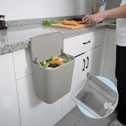 Závěsný kuchyňský odpadkový koš, 9L, výklopné víko