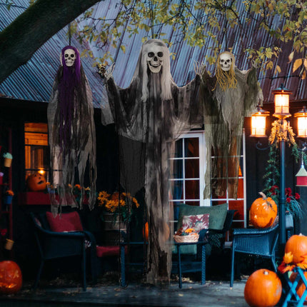 Hanging Skeleton Ghosts Set of 3, Adjustable Arms, 90/110/200cm