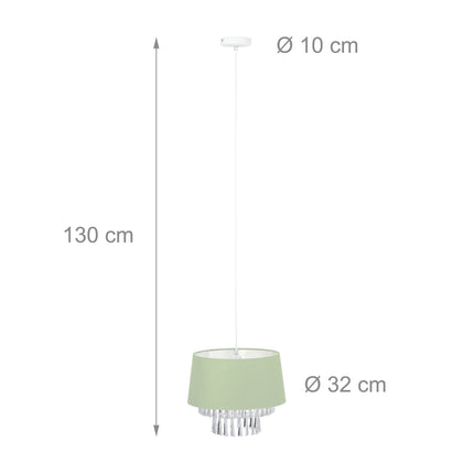Závěsná lampa látková s křišťály