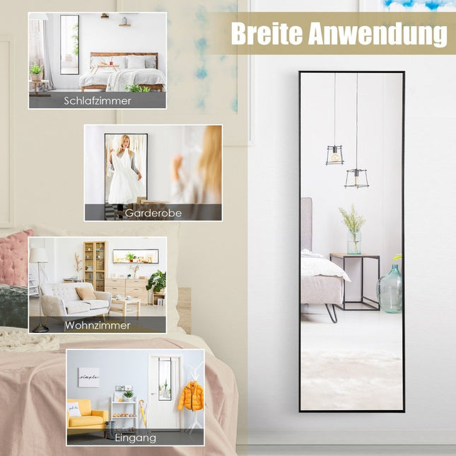Závěsné zrcadlo, celopostavové zrcadlo s rámem 120 x 37 x 2 cm černá