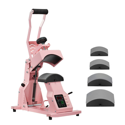 Hat Heat Press Machine, 4 Platens, Temp-Time Control, Pink