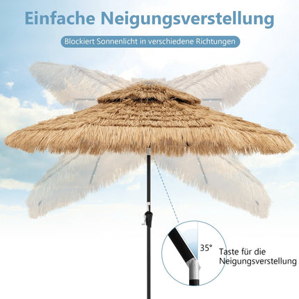 Zahradní slunečník v havajském stylu, 270 cm, solární LED světla