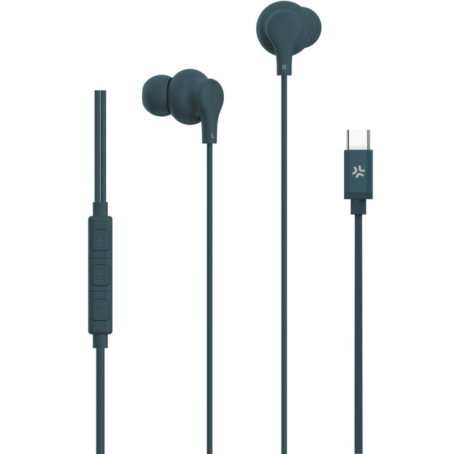 Sluchátka do uší kabelová USB-C UP1600 modrozelená
