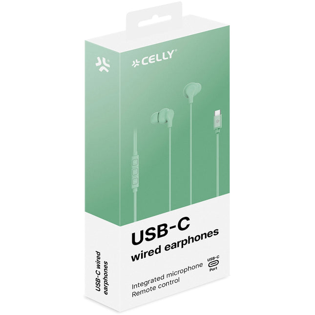 Sluchátka do uší kabelová USB-C UP1600 světle zelená