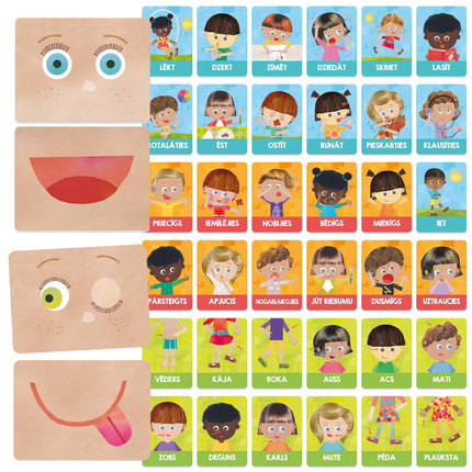 Headu kartičky emoce a činnosti Montessori (v lotyštině)