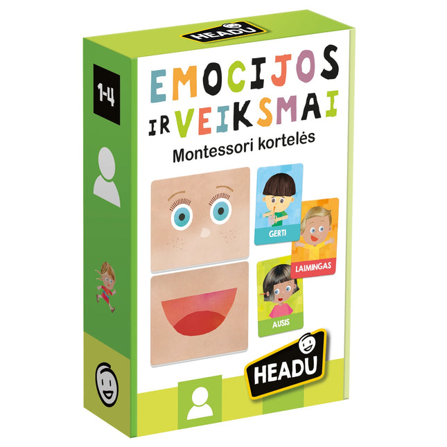 Headu kartičky emoce a činnosti Montessori (v litevštině)