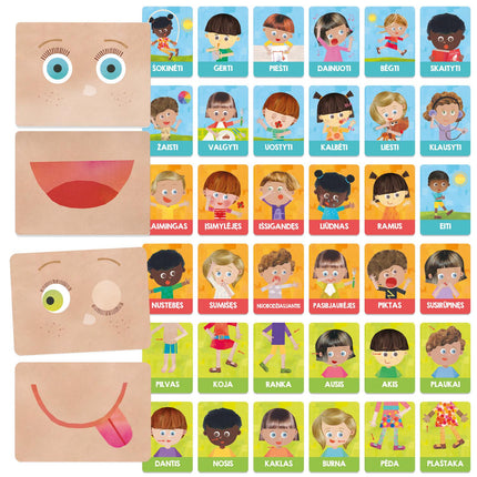 Headu kartičky emoce a činnosti Montessori (v litevštině)