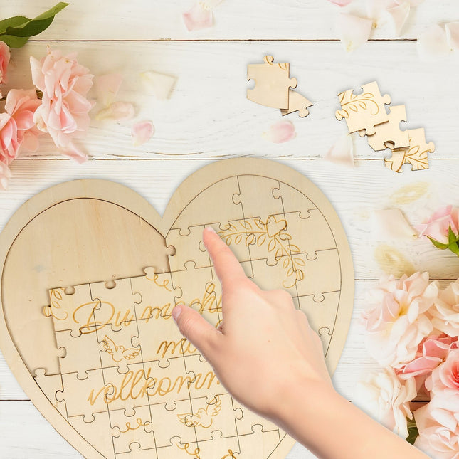 Dřevěné puzzle ve tvaru srdce s gravírováním, dárek