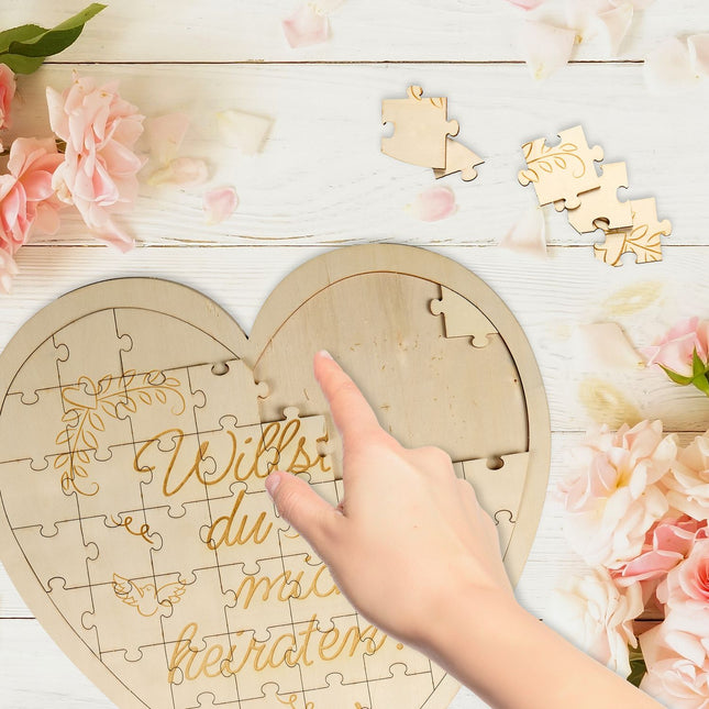 Dřevěné puzzle ve tvaru srdce s gravírováním, dárek