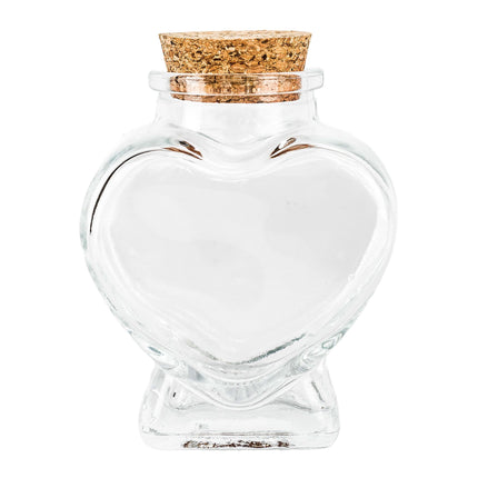 Heart-Shaped Glass Bottles with Corks, Set of 12