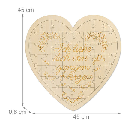 Heart-Shaped Wooden Puzzle with Engraving