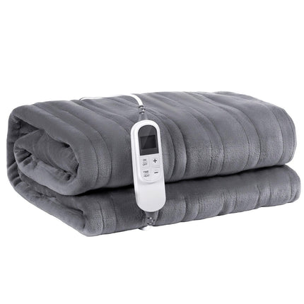Heated Blanket 180 x 200 cm, 6 Heat, 9H Timer, Grey