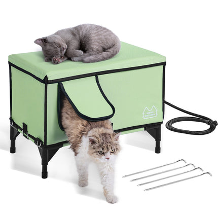 Heated Cat House – Elevated, Adjustable Temp, Timer
