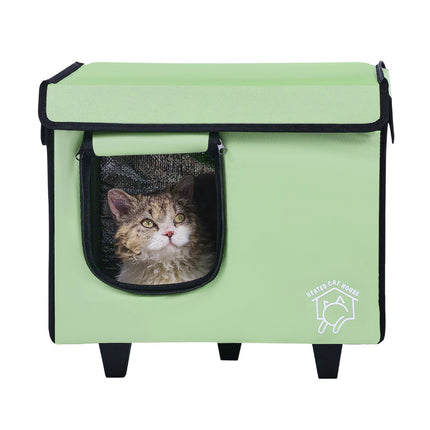 Heated Cat House, Elevated Waterproof, Timer, Small