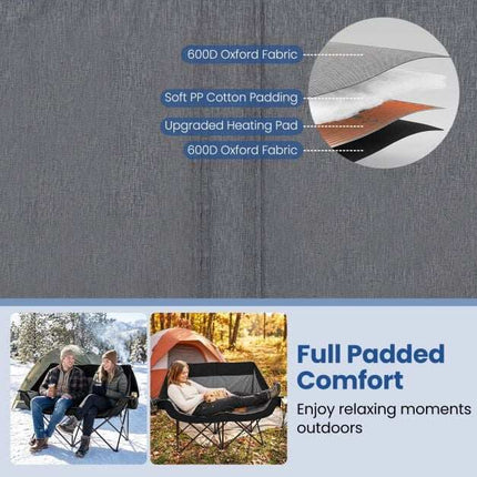 Heated Double Camping Chair with 4 Heating Zones & Wine Holders