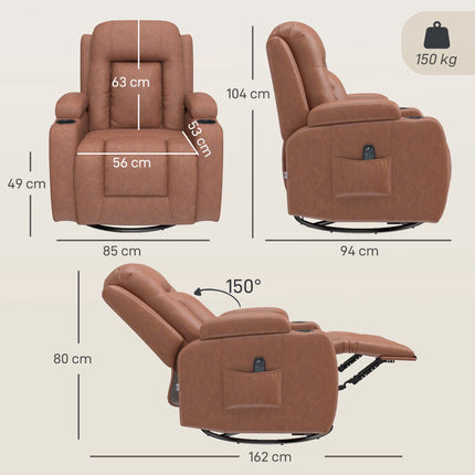 Heated Massage Recliner Chair with Footrest, Light Brown