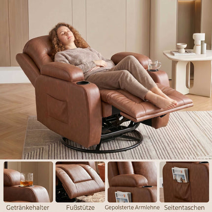 Heated Massage Recliner Chair with Footrest, Light Brown