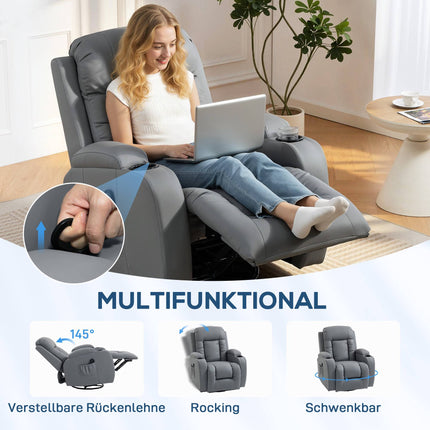 Vyhřívané masážní relaxační křeslo s otáčením a houpáním