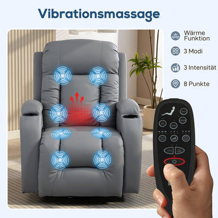 Vyhřívané masážní relaxační křeslo s otáčením a houpáním