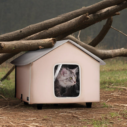 Heated Outdoor Cat House with Pad, Elevated, Timer