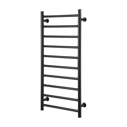 Heated Towel Rack, Wall Mount, 10-Bar, Timer, Black