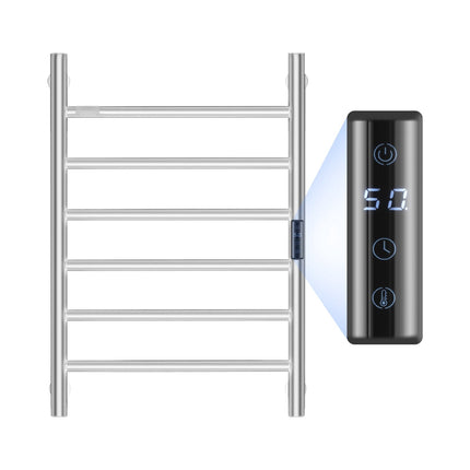 Heated Towel Rack, Wall Mounted 6-Bar, Timer, IPX5