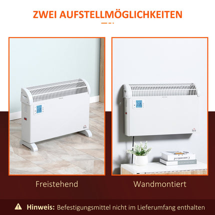 Elektrický teplovzdušný ventilátor, 2000W, 3 stupně, časovač, bílá