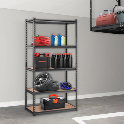 Heavy Duty 5-Tier Metal Shelving, 2000 lb, Black