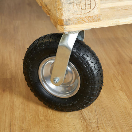 Heavy-Duty Castor Set with Pneumatic Tyres, 2 Fixed + 2 Swivel