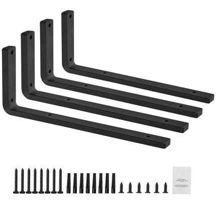 Heavy-Duty L Shelf Brackets, 16x6 in, 4-Pack, 160 lb