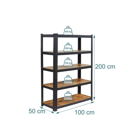 Odolný kovový regál, nosnost 500 kg