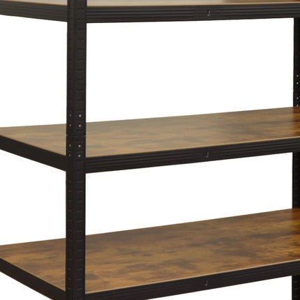 Heavy-Duty Metal Shelving Unit, 5 Wood-Effect Shelves