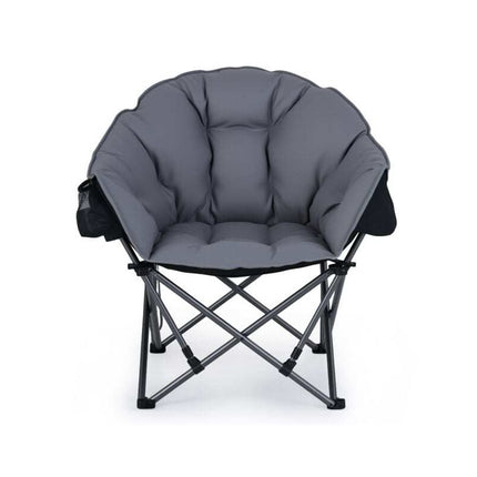 Heavy-Duty Padded Folding Camping Chair 227 kg, Grey, Carry Bag