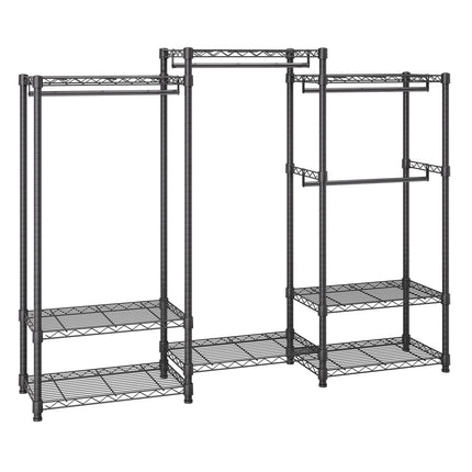 Heavy-Duty Rolling Clothes Rack, 4 Rods, 8 Tiers, 800 lb