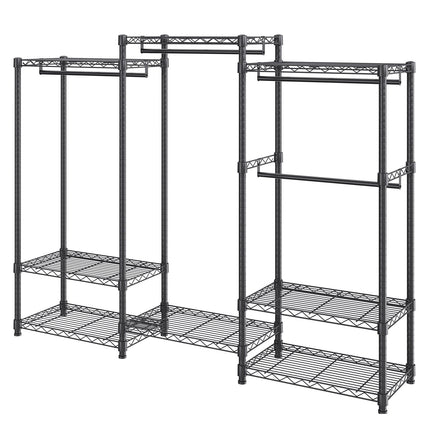 Heavy-Duty Rolling Clothes Rack, 4 Rods, 8 Tiers, 800 lb
