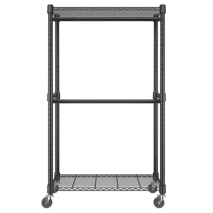 Heavy Duty Rolling Clothes Rack, Double Rod, Shelves, 300 lb