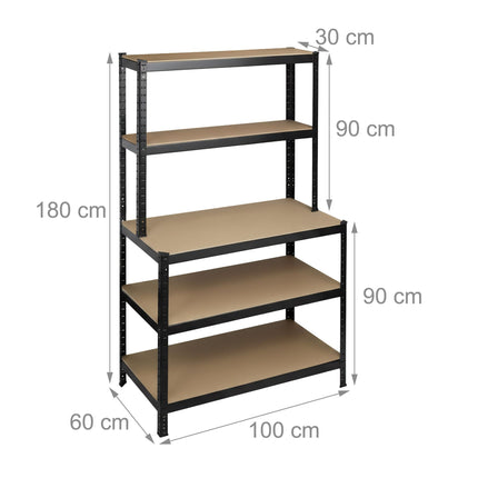 Heavy-Duty Shelving Unit with Workbench