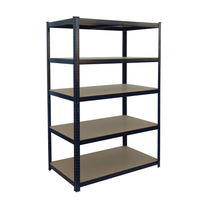 Heavy-Duty Steel Rack, 5 Adjustable Shelves, Black